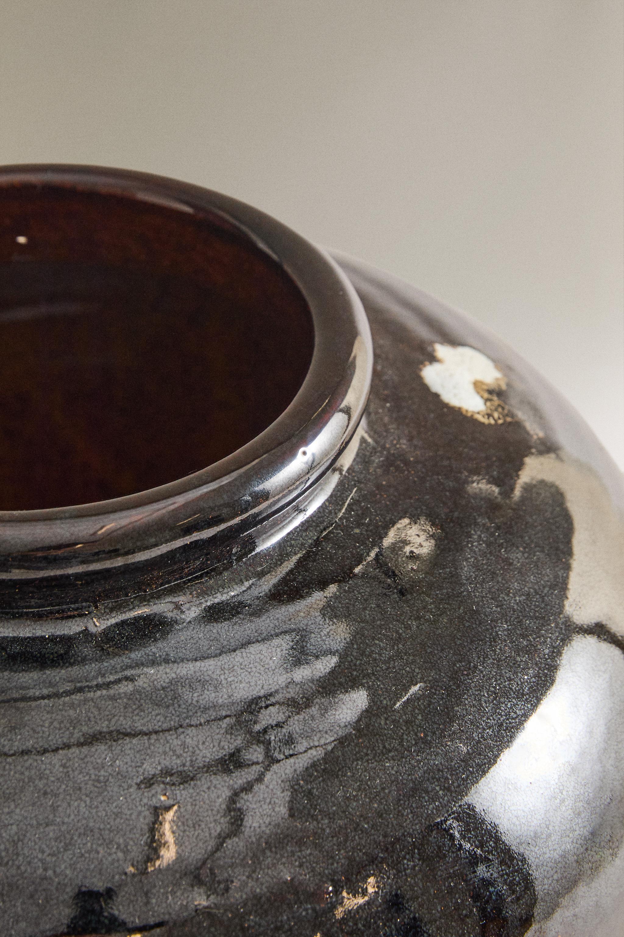 ENAMELLED STONEWARE VASE